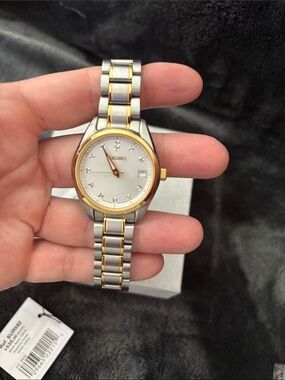Seiko Two-Tone Silver and Gold Women's Bracelet Watch 32mm
